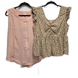 A New Day Blush Sleeveless Blouse Molly Bracken Floral Peplum Top Bundle Size L